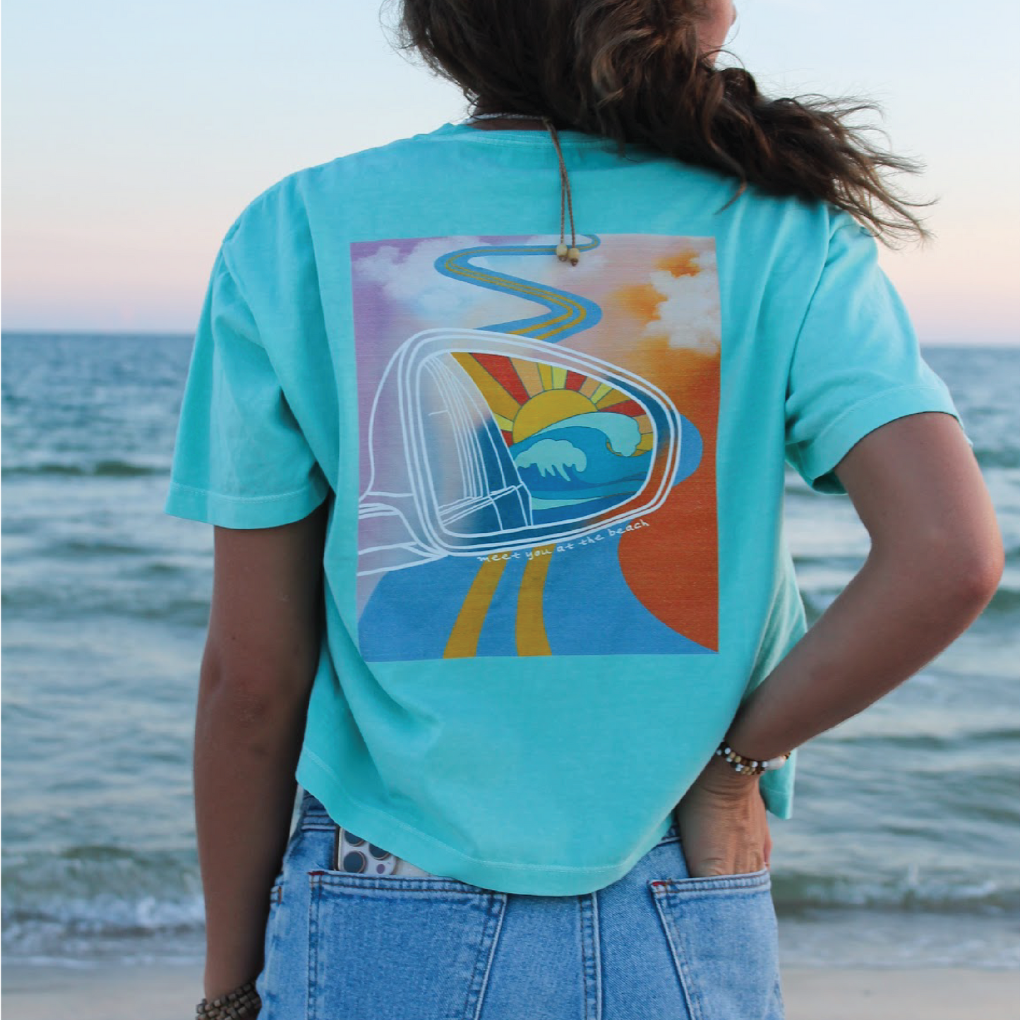 "Meet You At The Beach"  Box Crop Tee